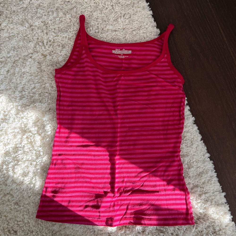 Y2K Vintage Pink & Red Striped Cami Tank Top